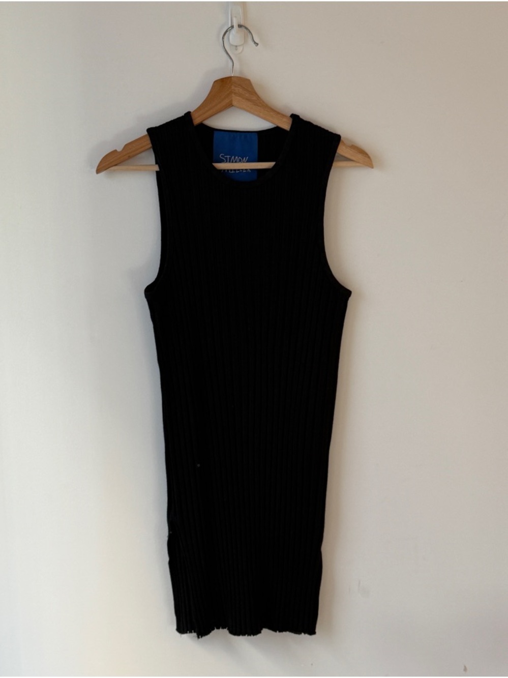Simon Miller Black Ribbed Sleeveless Dress Top